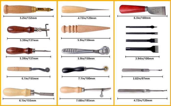 18-teiliges Lederhandwerkswerkzeugset – Lederbearbeitungswerkzeuge für Anfänger – DIY-Lederbearbeitungsutensilien