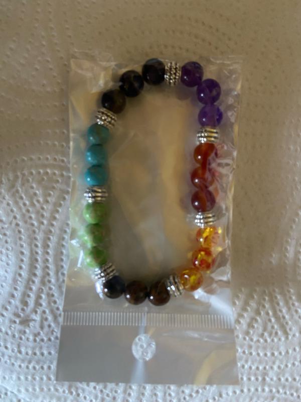 7 Chakra-heilende Natursteinperlen, runder Edelstein, Yoga-Energie-Armband, Schmuck photo review