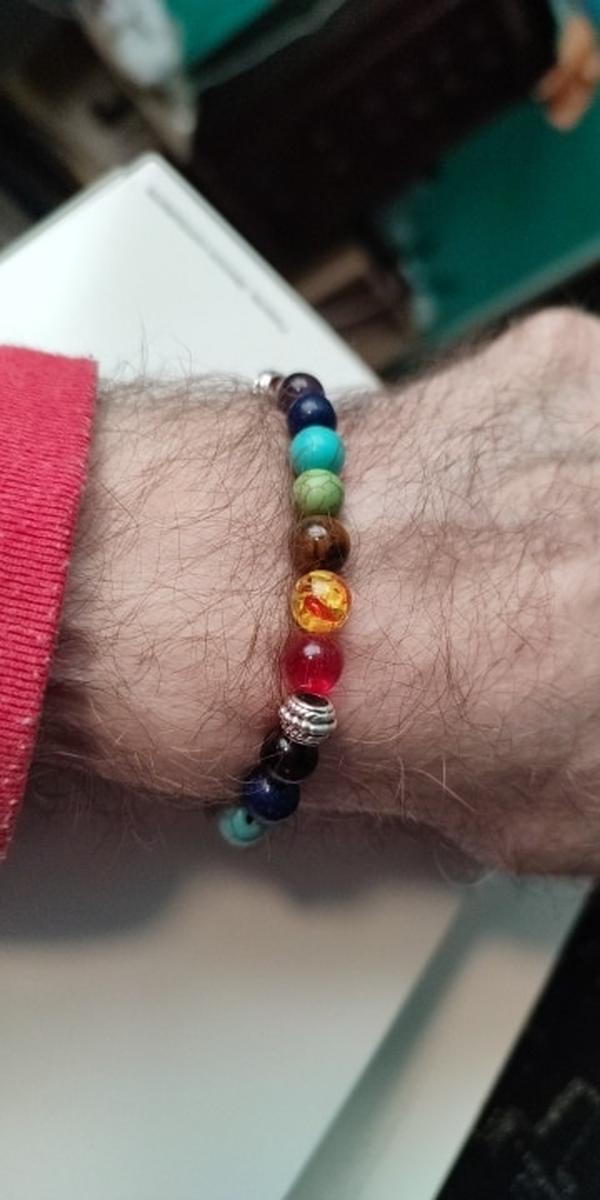 7 Chakra-heilende Natursteinperlen, runder Edelstein, Yoga-Energie-Armband, Schmuck photo review