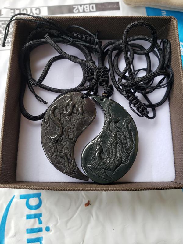 Drache und Phönix Yin Yang Obsidian Halskette photo review