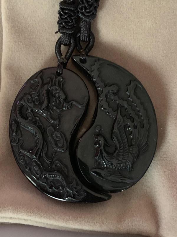 Drache und Phönix Yin Yang Obsidian Halskette photo review