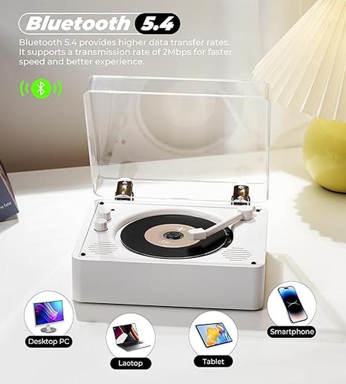 Retro-CD-Player, tragbarer CD-Player mit Bluetooth, Vintage-Desktop-CD-Player mit Lautsprechern