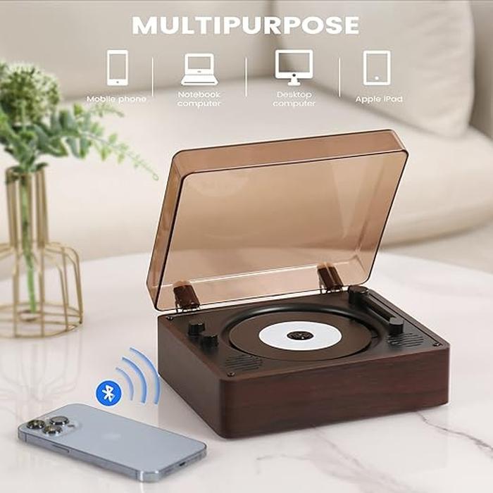 Retro-CD-Player, tragbarer CD-Player mit Bluetooth, Vintage-Desktop-CD-Player mit Lautsprechern