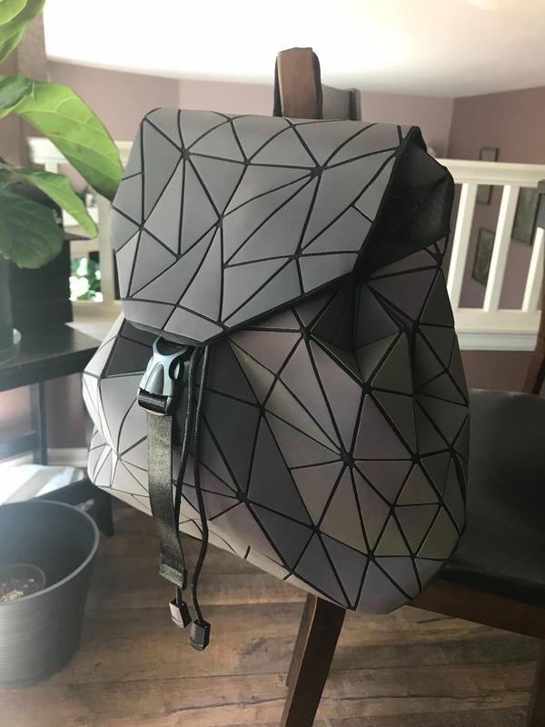 Unregelmäßiger lasergeometrischer Designer-Reiserucksack, Rucksack mit Diamantkaro photo review