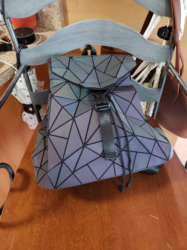 Unregelmäßiger lasergeometrischer Designer-Reiserucksack, Rucksack mit Diamantkaro photo review